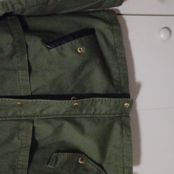 Topshop Olive green Field Jacket, with draw string hoodie Sz. 6 - Picture 6 of 9